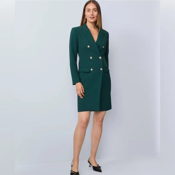 NWT Ann Taylor Forest Green Double-Breasted Blazer Dress